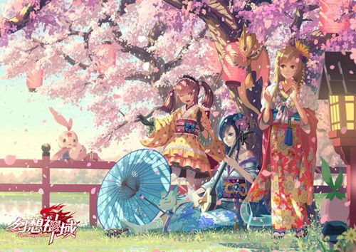 《幻想神域》樱花季原画 尽显和服风情
